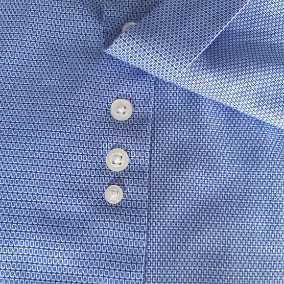 Alfred Sung SZ 16 100% Cotton Blue with White Men's Button Up Dress Shirt - Picture 11 of 14